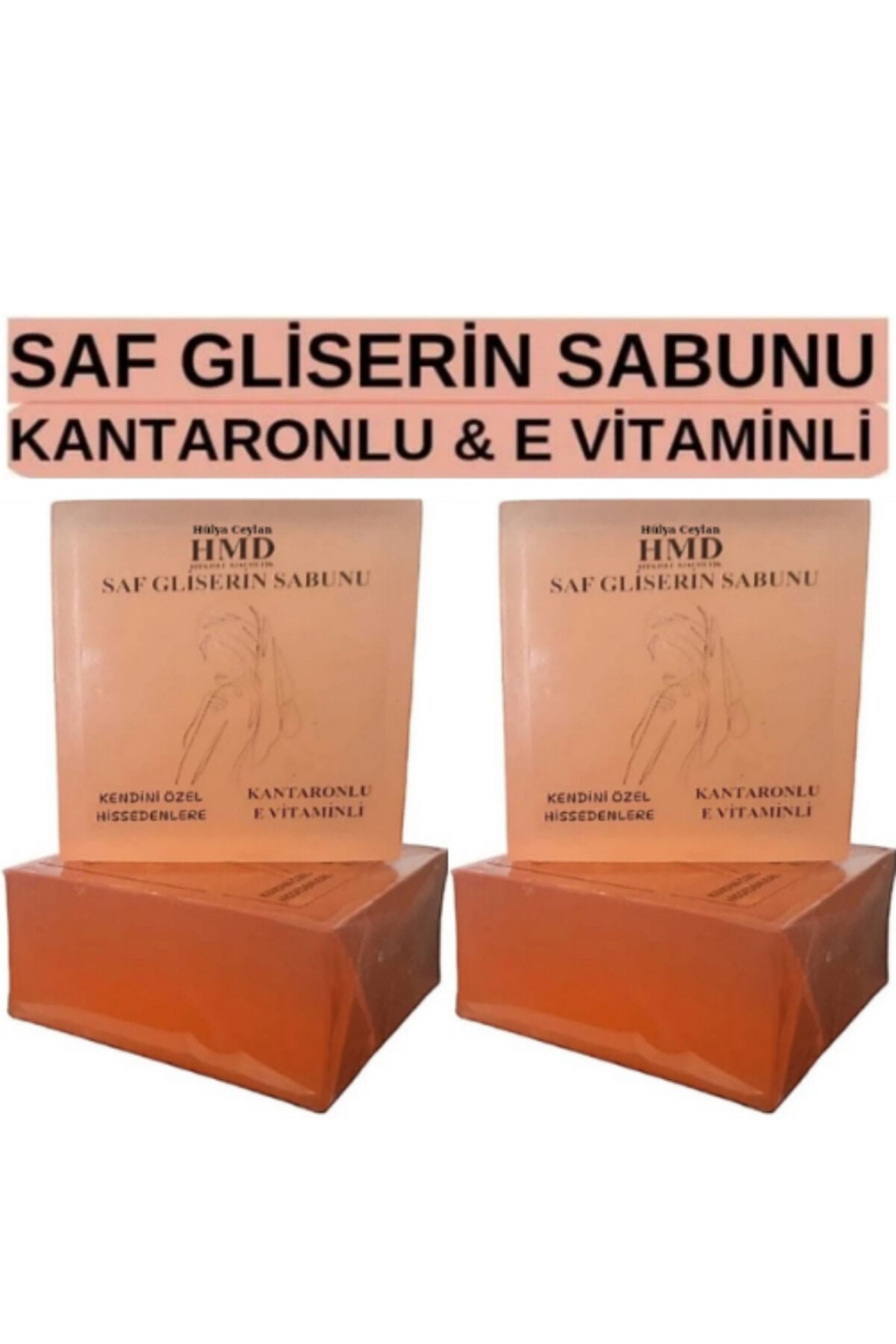 Saf Gliserin Sabunu 120 gr X 2 Ad.Kantaronlu E Vitaminli Besleyici,Nemlendirici Doğal Şeffaf Gliserin Sabun
