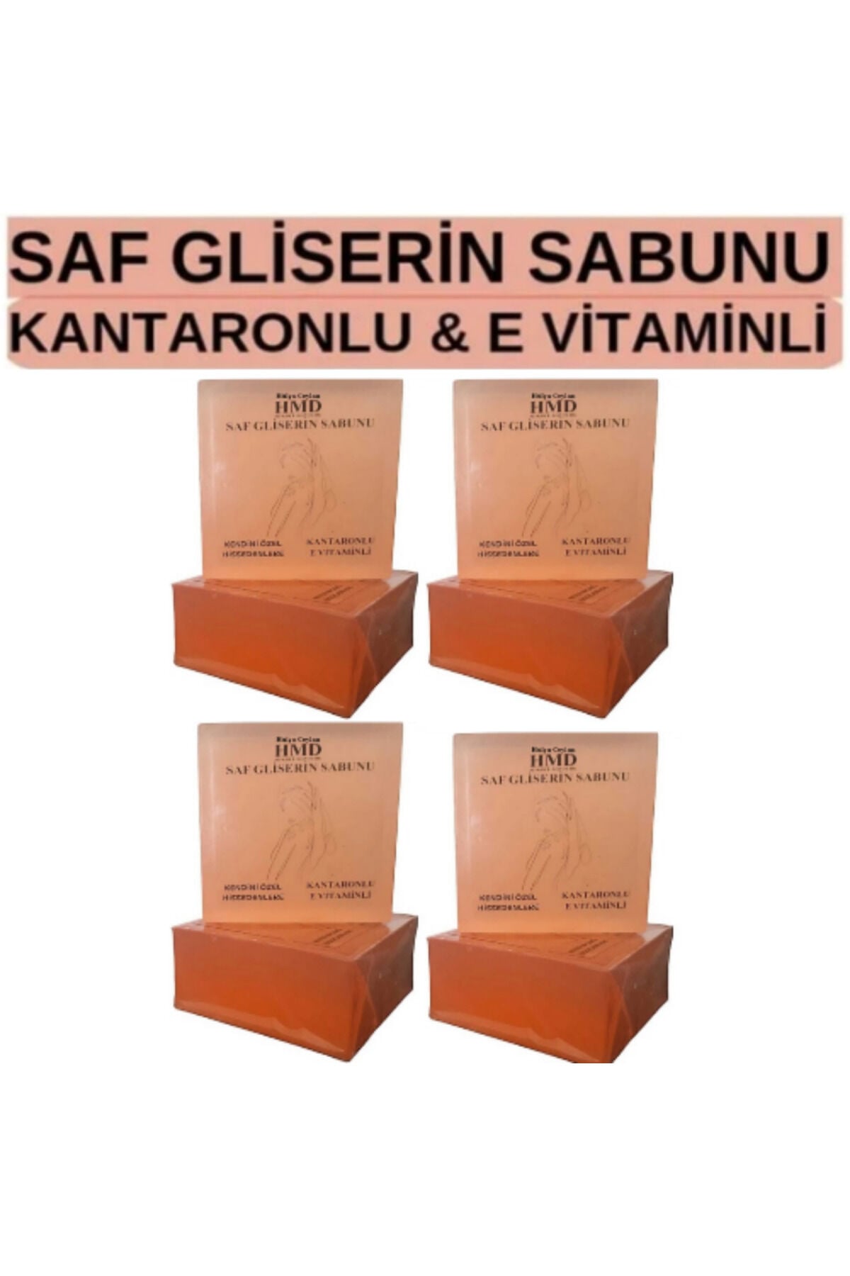 Saf Gliserin Sabunu 120 gr X 4 Ad.Kantaronlu E Vitaminli Besleyici,Nemlendirici Doğal Şeffaf Gliserin Sabun