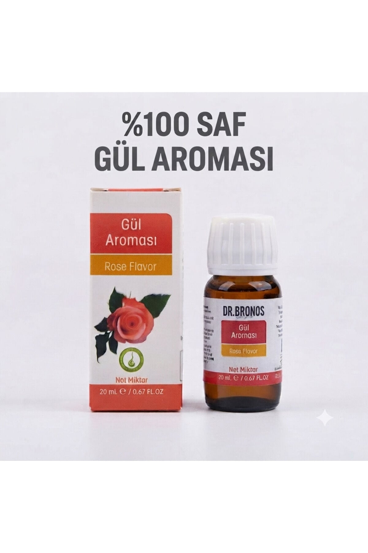 %100 Saf Gül Aroması 20 ml | Konsantre Doğal Sıvı Gıda Aroması, Kokteyl ve Tatlı Katkısı