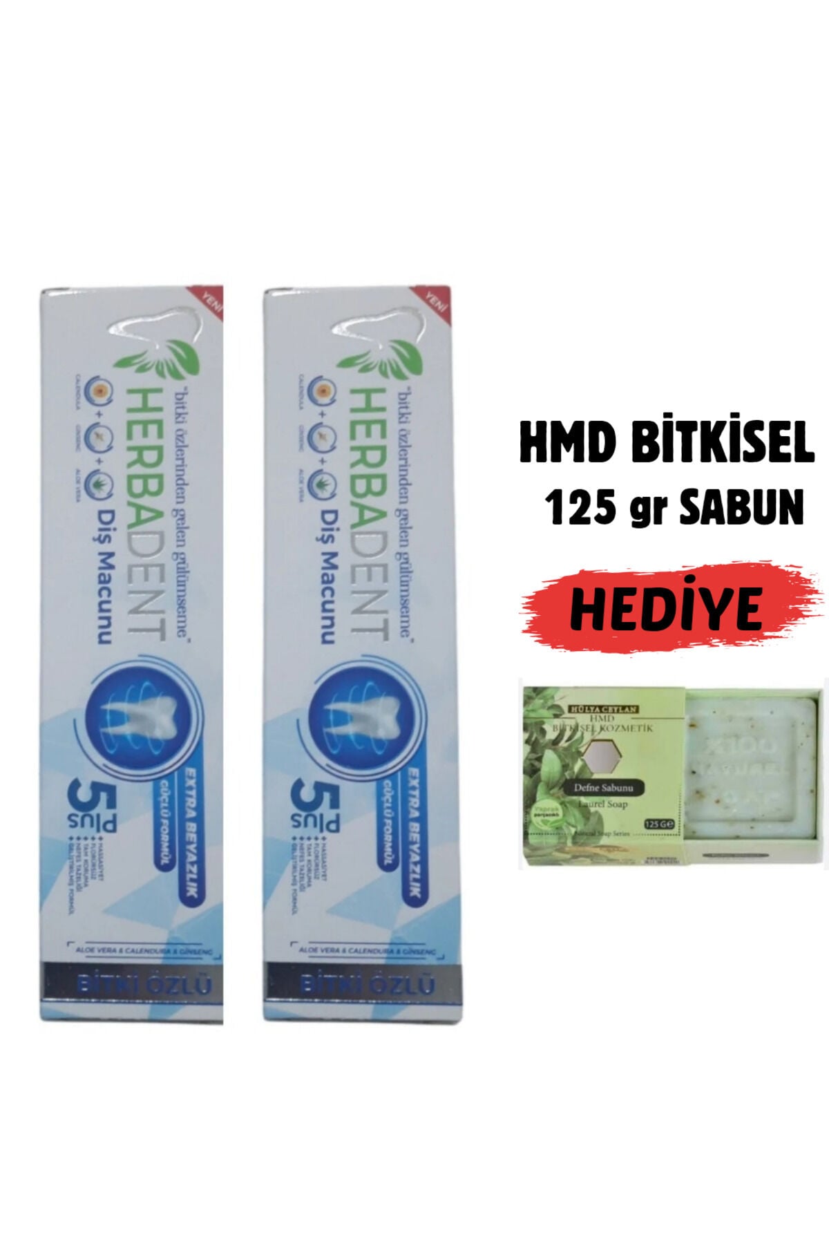 Bitki Özlü Florürsüz Diş Macunu 2'lı Avantaj Paketi + 125 gr HMD Sabun Hediyeli