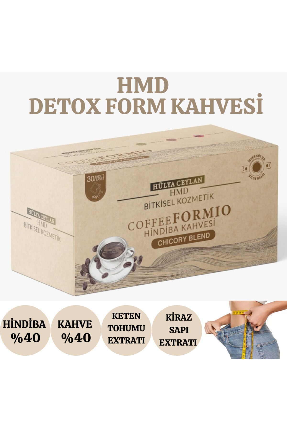 HMD Bitkisel Hindiba Kahvesi 30 x 3 gr | Detoks Etkili, Form Destekli ve Sindirim Düzenleyici Bitkisel Kahve