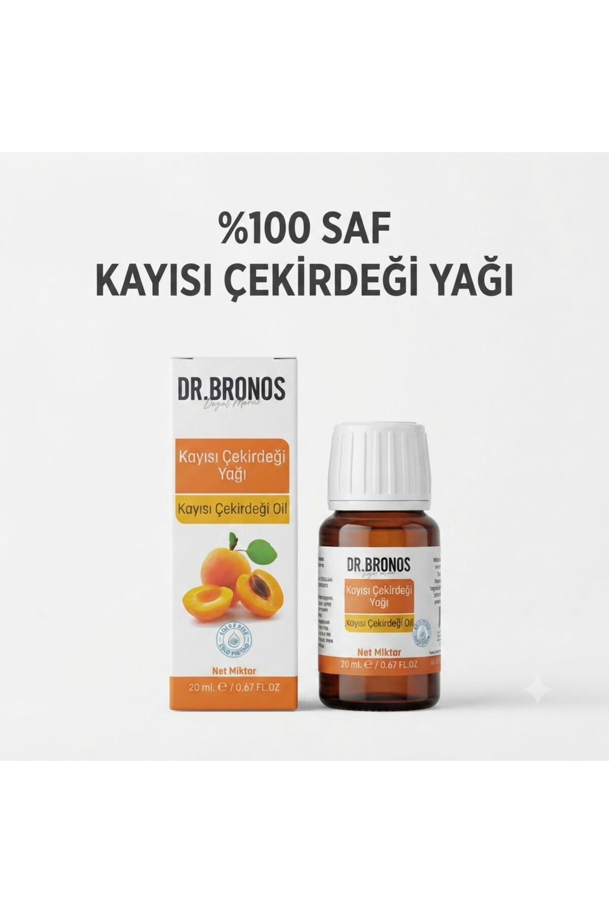saf kayısı çekirdeği yağı, 20 ml soğuk sıkım kayısı yağı, gıda kalitesinde yağ, cilt ve saç bakım yağı, dr bronos, hmd bitkisel kozmetik