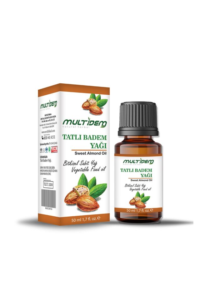 Doğal Tatlı Badem Sabit Bitkisel Yağı 50 ml | Doğal Taşıyıcı Sabit Yağ, Yoğun Besleyici, Nemlendirici, Cilt, Saç ve Sakal Bakım Yağı