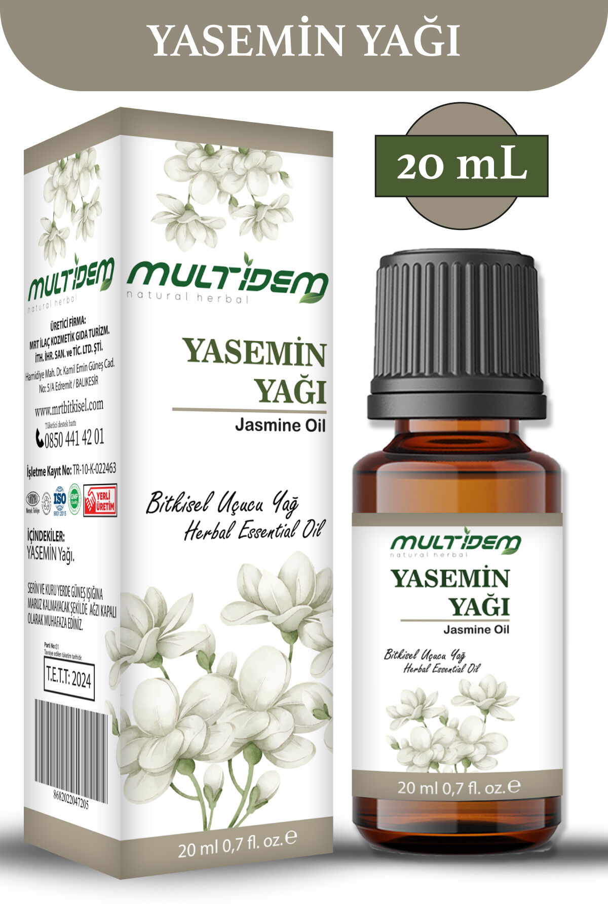 Doğal Yasemin Uçucu Bitkisel Yağı 20 ml | Doğal Uçucu Yağ, Rahatlatıcı, Cilt Yenileyici, Büyüleyici ve Dinlendirici Aromaterapi Yağı