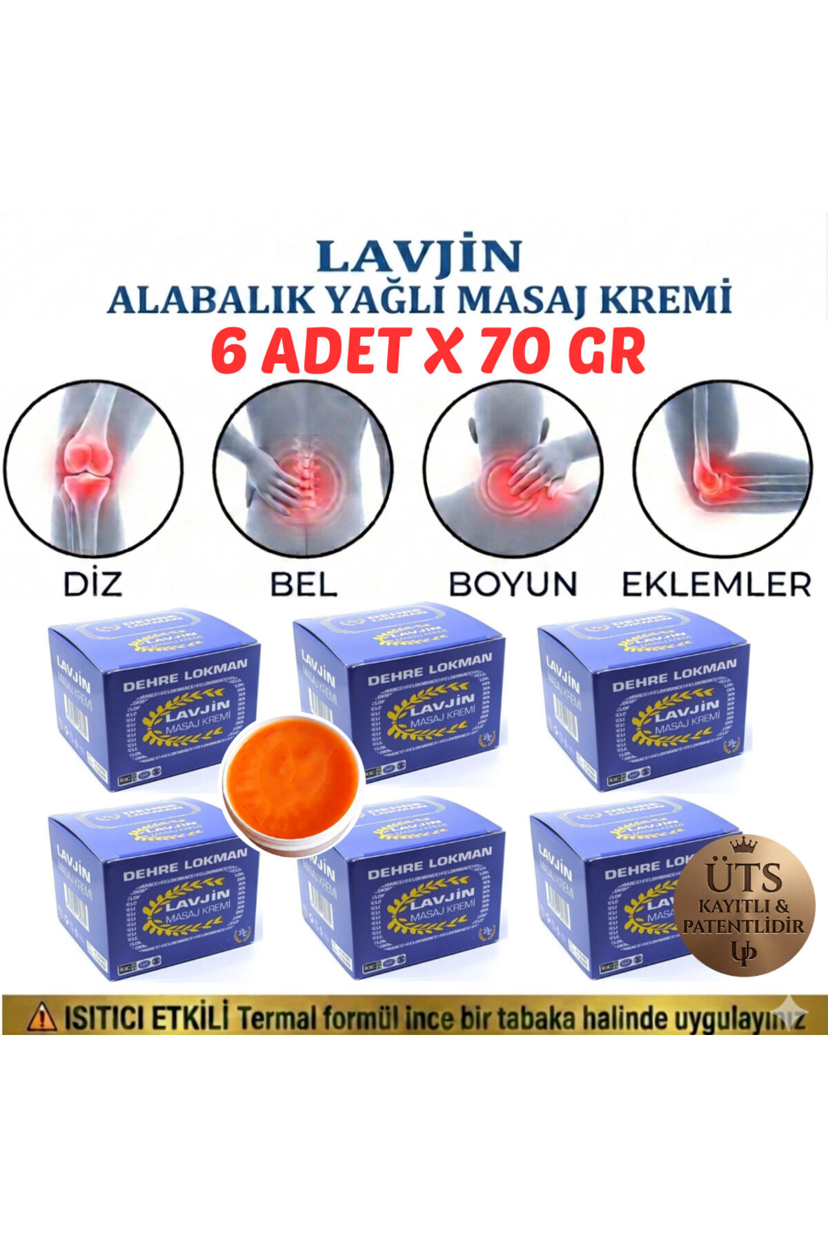 Dehre Lokman Lavjin Masaj Kremi 70 Gr X 6 Ad. Diz, Bel, Boyun Kas ve Eklemler İçin avantajlı paketiyle kas ve eklemlerinizde uzun süreli rahatlatlama