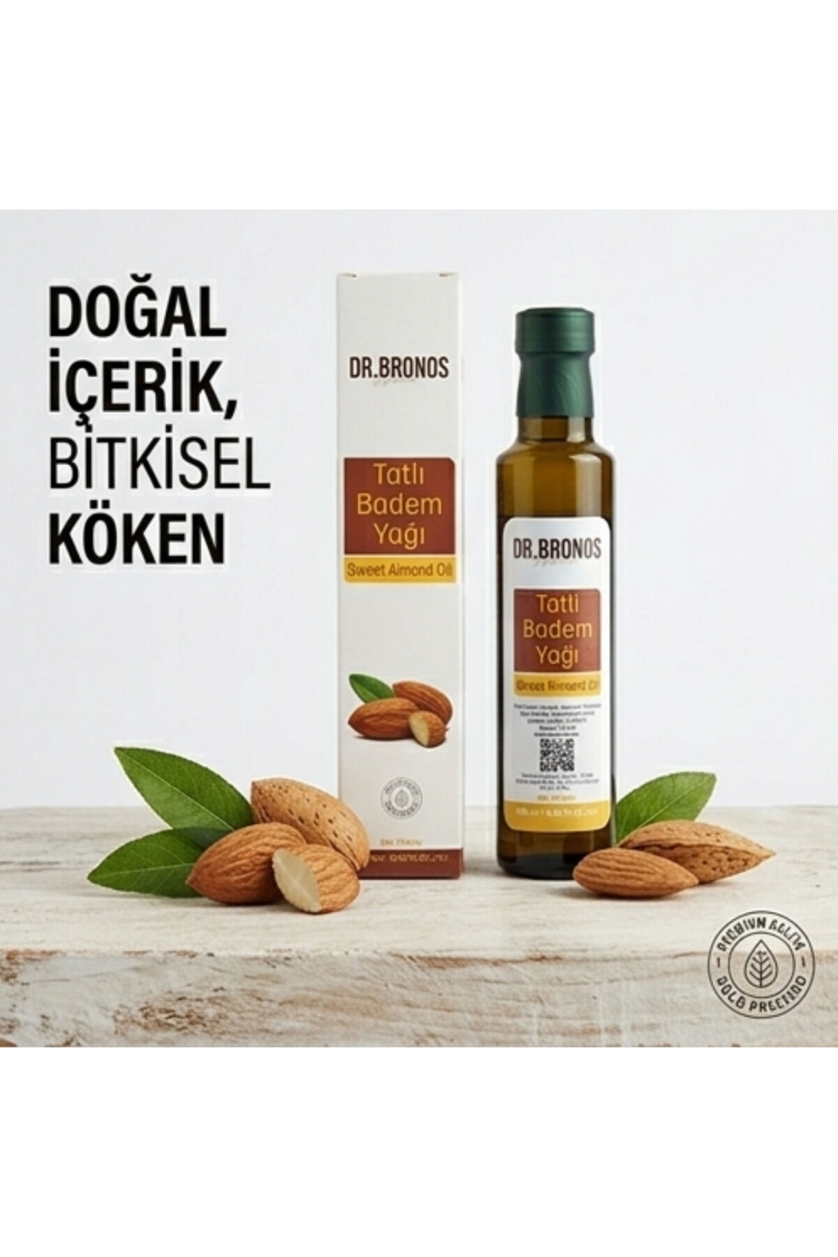 %100 Saf Tatlı Badem Yağı 250 ml | Soğuk Sıkım Çok Yönlü Saç, Cilt ve Kaş Bakım Yağı