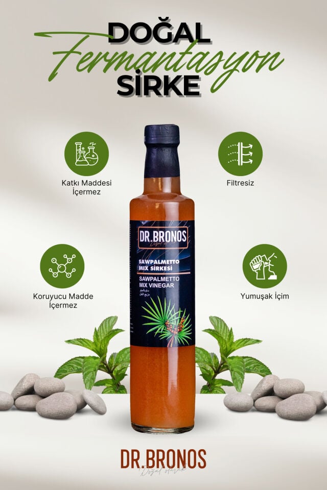 Sawpalmetto Sirkesi 500 ml (Doğal Fermantasyon) | Cüce Palmiye Özlü Doğal Fermente Sirke