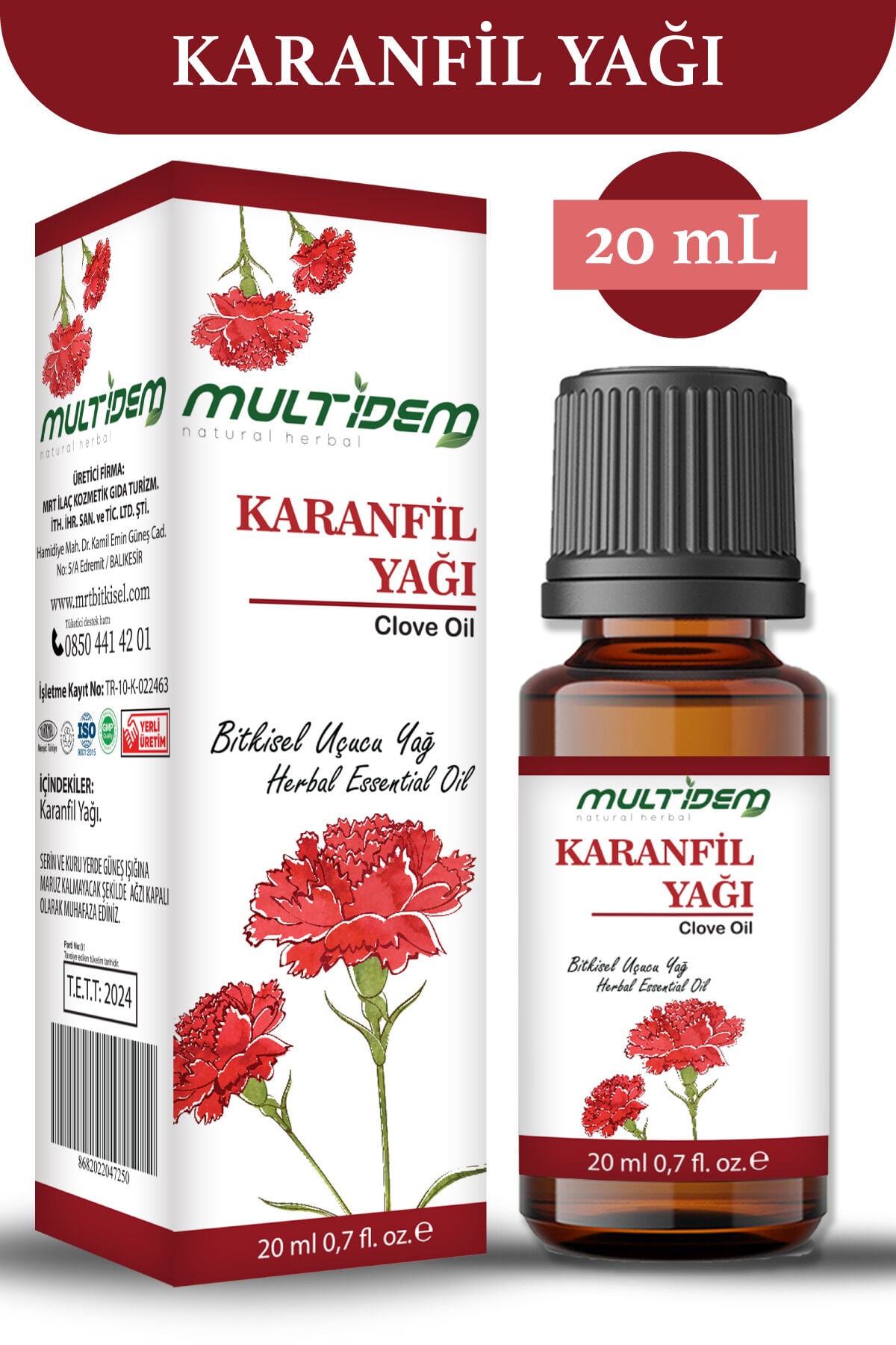 Doğal Karanfil Uçucu Bitkisel Yağı 20 ml | Doğal Uçucu Yağ, Güçlü Arındırıcı, Ferahlatıcı ve Cilt Bakım Destekleyici