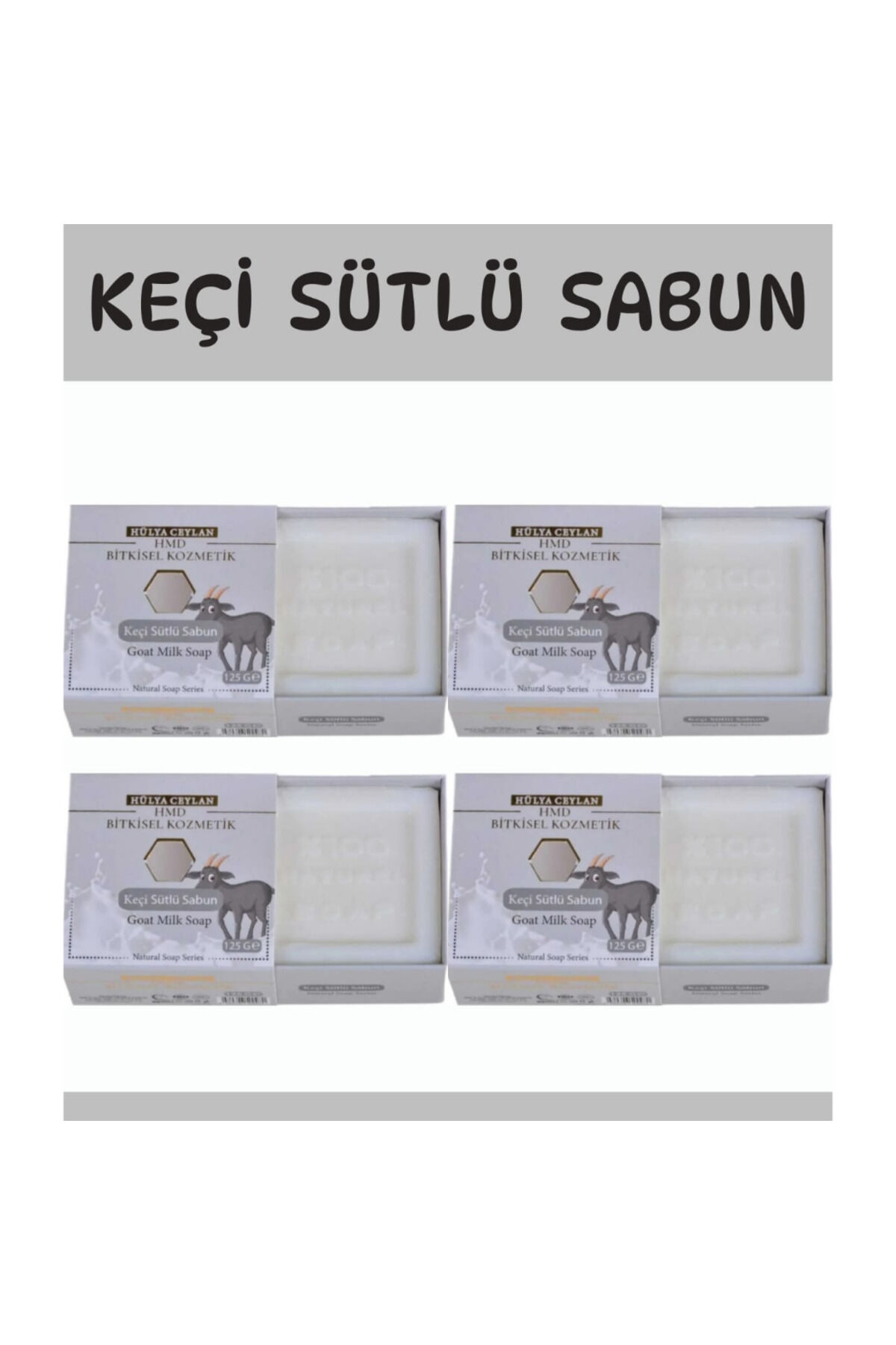 Keçi Sütü Sabunu 4 x 125 gr | Yoğun Besleyici, Nemlendirici ve Doğal Cilt Bakım Sabunu