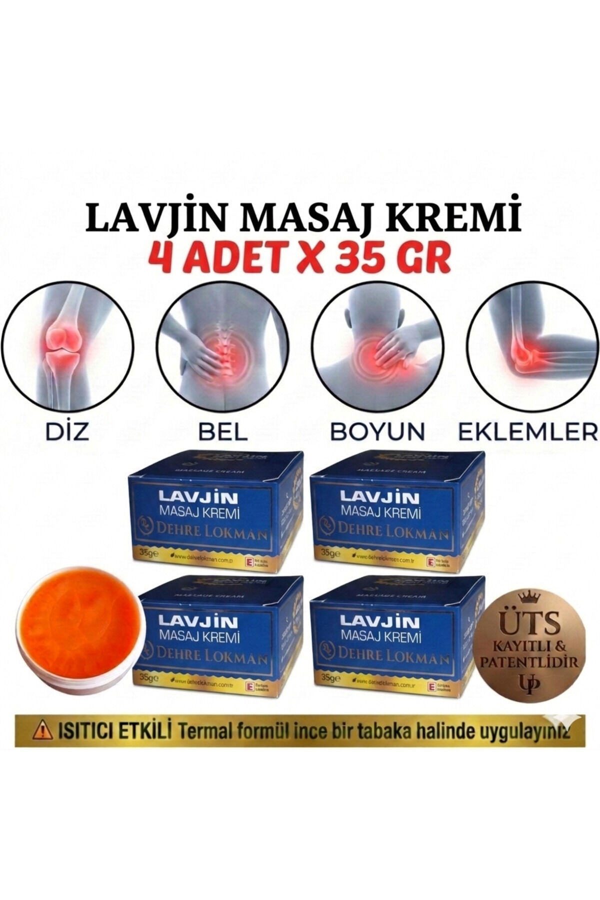 alabalık yağlı Lavjin Lüx Krem 35gr. (4 Adet)Diz, Bel, Boyun, Kas ve Eklemler İçin Özel Bitkisel Bakım ve Rahatlatıcı Krem