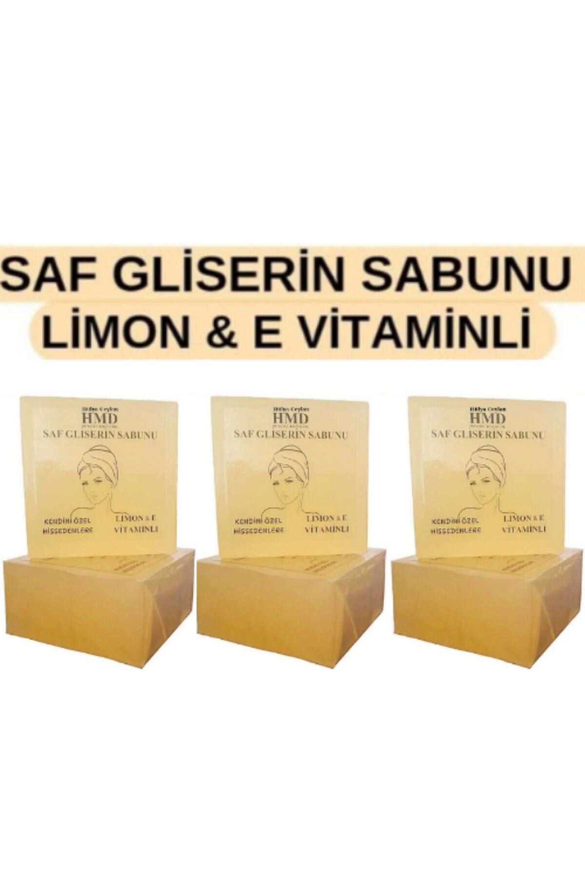 Saf Gliserin Sabunu Limon ve E Vitaminli 3 x 100 gr | Arındırıcı, Besleyici ve Yoğun Nemlendirici Doğal Cilt Bakım Sabunu