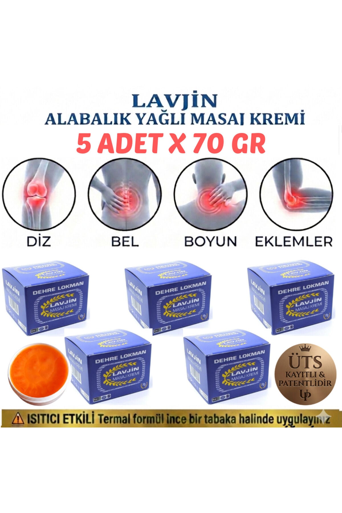 Lavjin Masaj Krem 70 gr 5 Ad.Diz, Bel, Boyun, Kas ve Eklemler İçin Özel Bitkisel Bakım ve Rahatlatıcı Krem