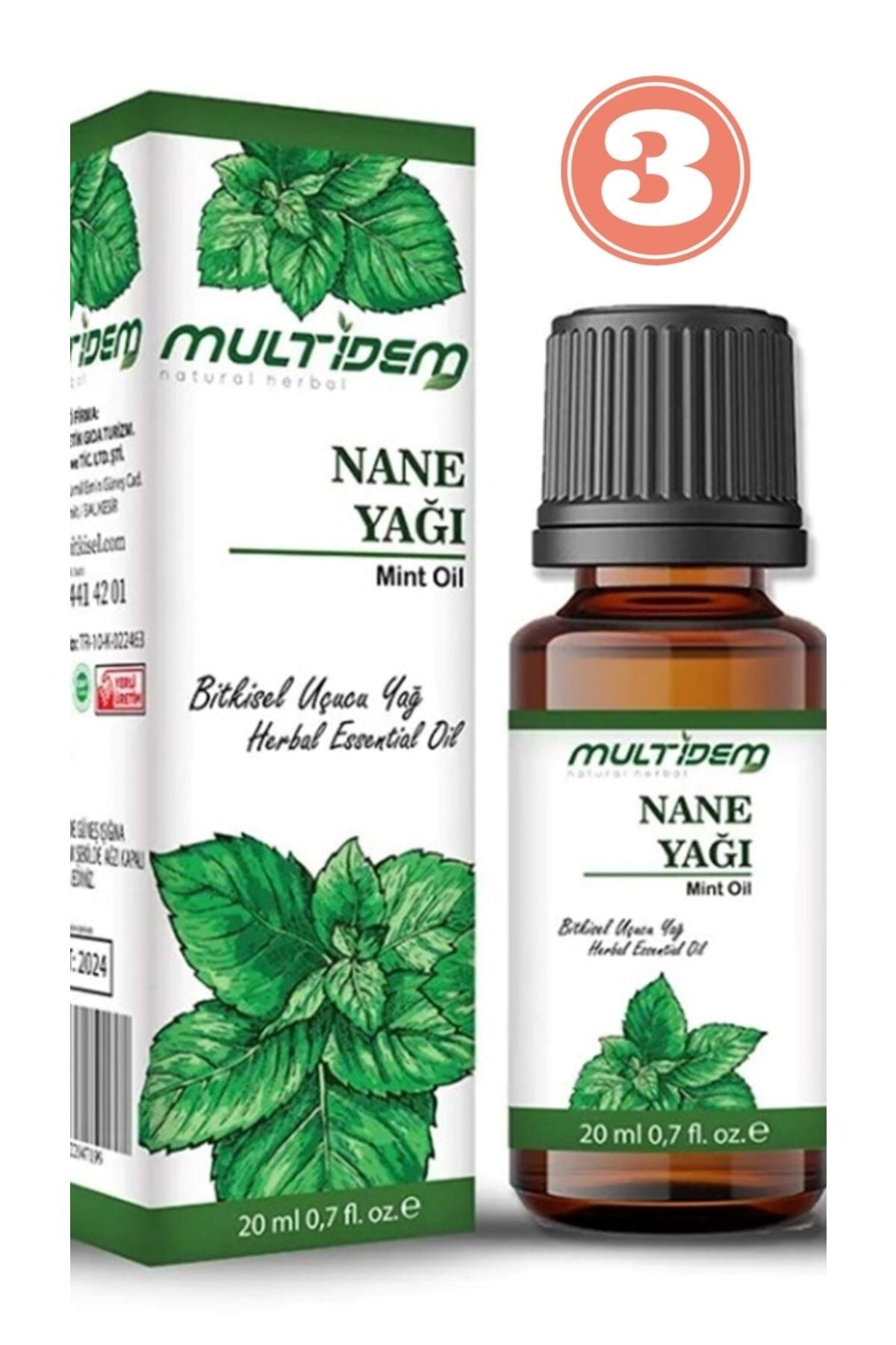 Doğal Nane Uçucu Bitkisel Yağı 20 ml x 3'lü Paket | Doğal Uçucu Yağ, Canlandırıcı, Ferahlatıcı, Zihin Açıcı ve Cilt Bakım Destekleyici )