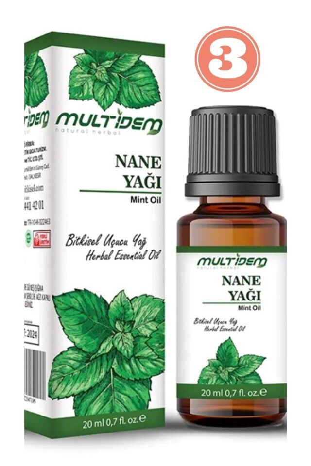 Doğal Nane Uçucu Bitkisel Yağı 20 ml x 3'lü Paket | Doğal Uçucu Yağ, Canlandırıcı, Ferahlatıcı, Zihin Açıcı ve Cilt Bakım Destekleyici (3'lü Avantajlı Paket)