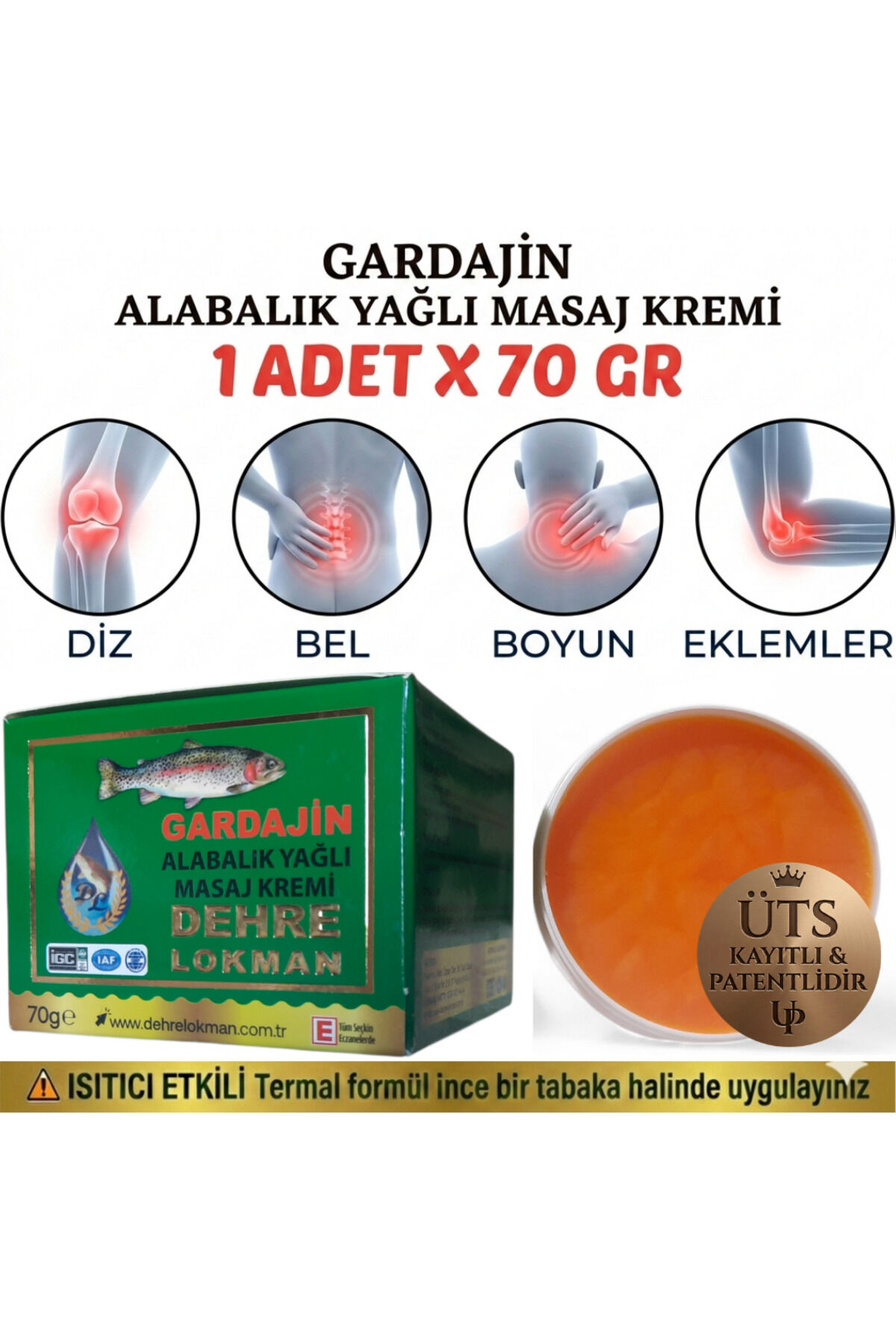 Gardajin Alabalık Yağlı Masaj Kremi 70 gr | Diz, Bel, Boyun, Kas ve Eklemler İçin Özel Bitkisel Bakım ve Rahatlatıcı Krem