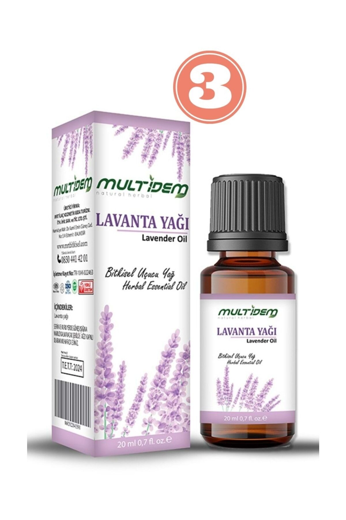 Doğal Lavanta Uçucu Bitkisel Yağı 20 ml x 3'lü Paket | Doğal Uçucu Yağ, Rahatlatıcı, Yatıştırıcı, Cilt ve Saç Bakım Destekleyici (3'lü Avantajlı Paket)
