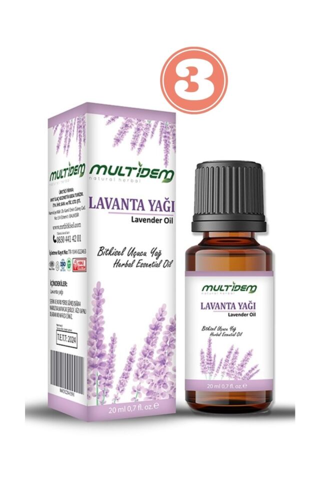 Doğal Lavanta Uçucu Bitkisel Yağı 20 ml x 3'lü Paket | Doğal Uçucu Yağ, Rahatlatıcı, Yatıştırıcı, Cilt ve Saç Bakım Destekleyici (3'lü Avantajlı Paket)