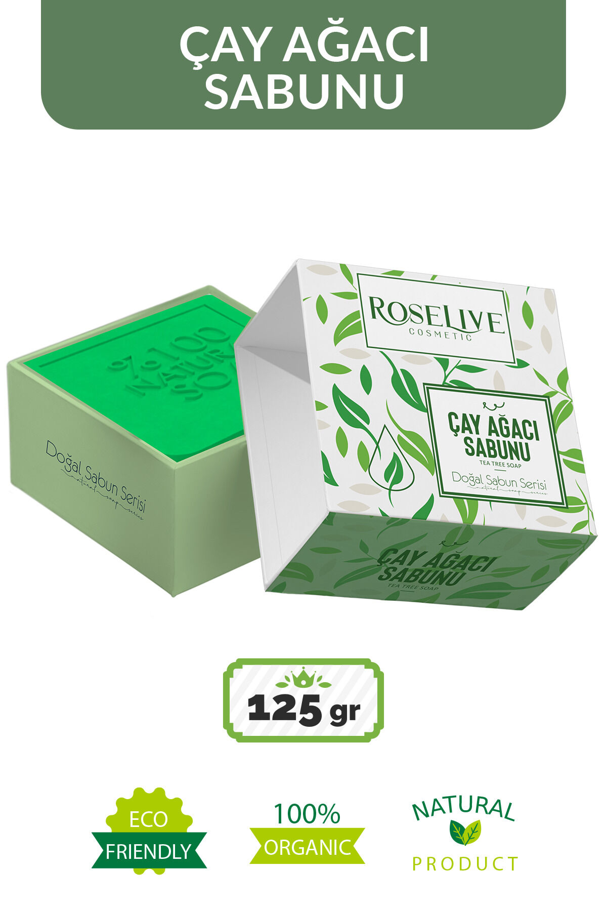Çay Ağacı Sabunu 125 gr | Arındırıcı, Dengeleyici ve Gözenek Sıkılaştırıcı Doğal Cilt Bakım Sabunu