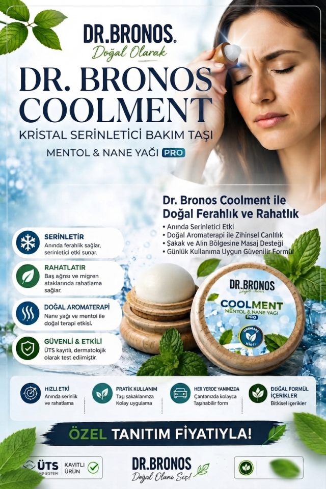 Coolment Doğal Kristal Mentol Migren Taşı - Baş, Şakak, Boyun ve Ense İçin Ferahlatıcı ve Rahatlatıcı Bakım Taşı (Nane Yağı Özlü)
