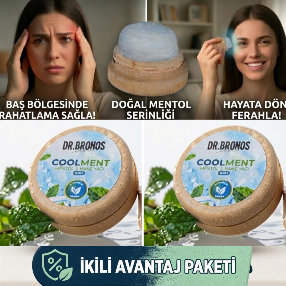 Coolment Doğal Kristal Mentol Migren Taşı 2 Ad.- Baş, Şakak, Boyun ve Ense İçin Ferahlatıcı ve Rahatlatıcı Bakım Taşı (Nane Yağı Özlü)