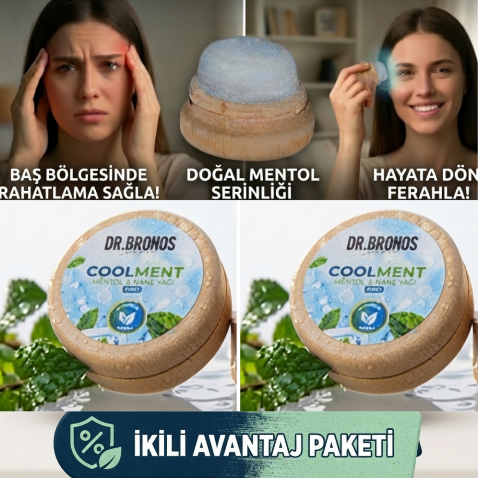 Coolment Doğal Kristal Mentol Migren Taşı 2 Ad.- Baş, Şakak, Boyun ve Ense İçin Ferahlatıcı ve Rahatlatıcı Bakım Taşı (Nane Yağı Özlü)