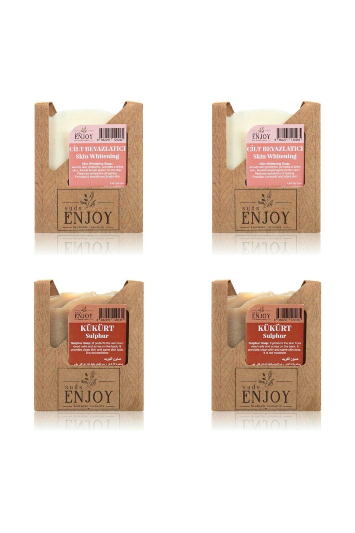 Doğal Cilt Beyazlatıcı & Kükürt El Yapımı Yüz, Saç ve Vücut Sabunu 100 gr x 4'lü Paket | Sebum Dengeleyici, Ton Eşitleyici ve Arındırıcı Çok Yönlü Bakım Sabunu (4'lü Avantajlı Paket)