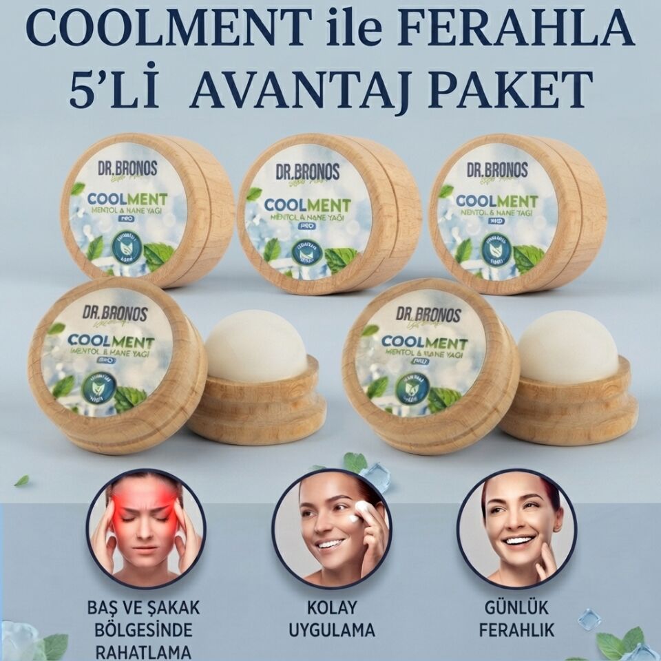 Coolment Doğal Kristal Mentol Migren Taşı 5 Ad.- Baş, Şakak, Boyun ve Ense İçin Ferahlatıcı ve Rahatlatıcı Bakım Taşı (Nane Yağı Özlü)