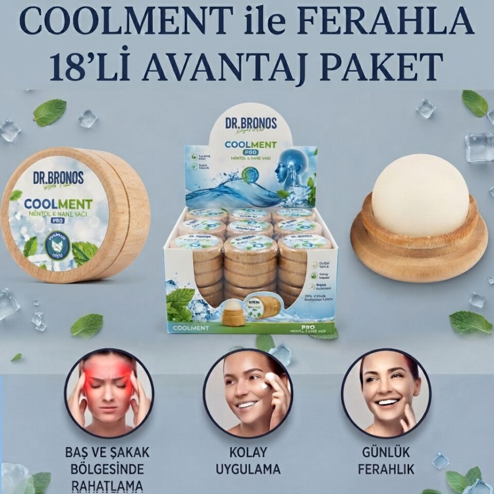 Coolment Doğal Kristal Mentol Migren Taşı 18 Ad.- Baş, Şakak, Boyun ve Ense İçin Ferahlatıcı ve Rahatlatıcı Bakım Taşı (Nane Yağı Özlü)