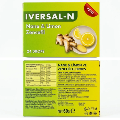 Iversal N Nane Limon Zencefilli Pastil 60 g (24'lü Kutu)
