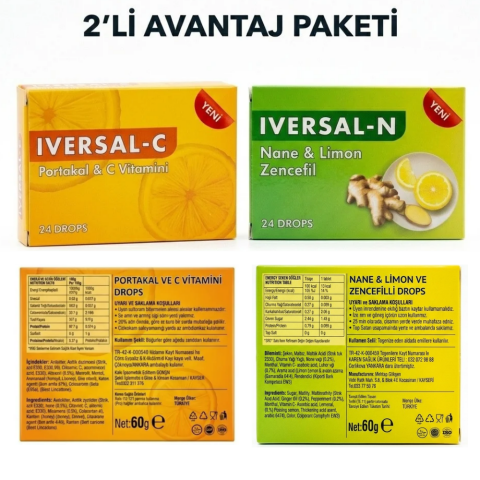 Iversal C ve N Pastil 2li Avantaj Paketi(Portakal-Nane Limon Zencefil)