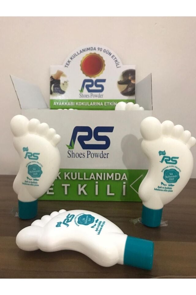 Rs Ayakkabı Koku Önleyici Toz 100 gr 12'li Stand | Profesyonel Ayakkabı Kokusu Giderici ve Ferahlatıcı Bakım Tozu (12 Adet Ekonomik Standlı Paket)