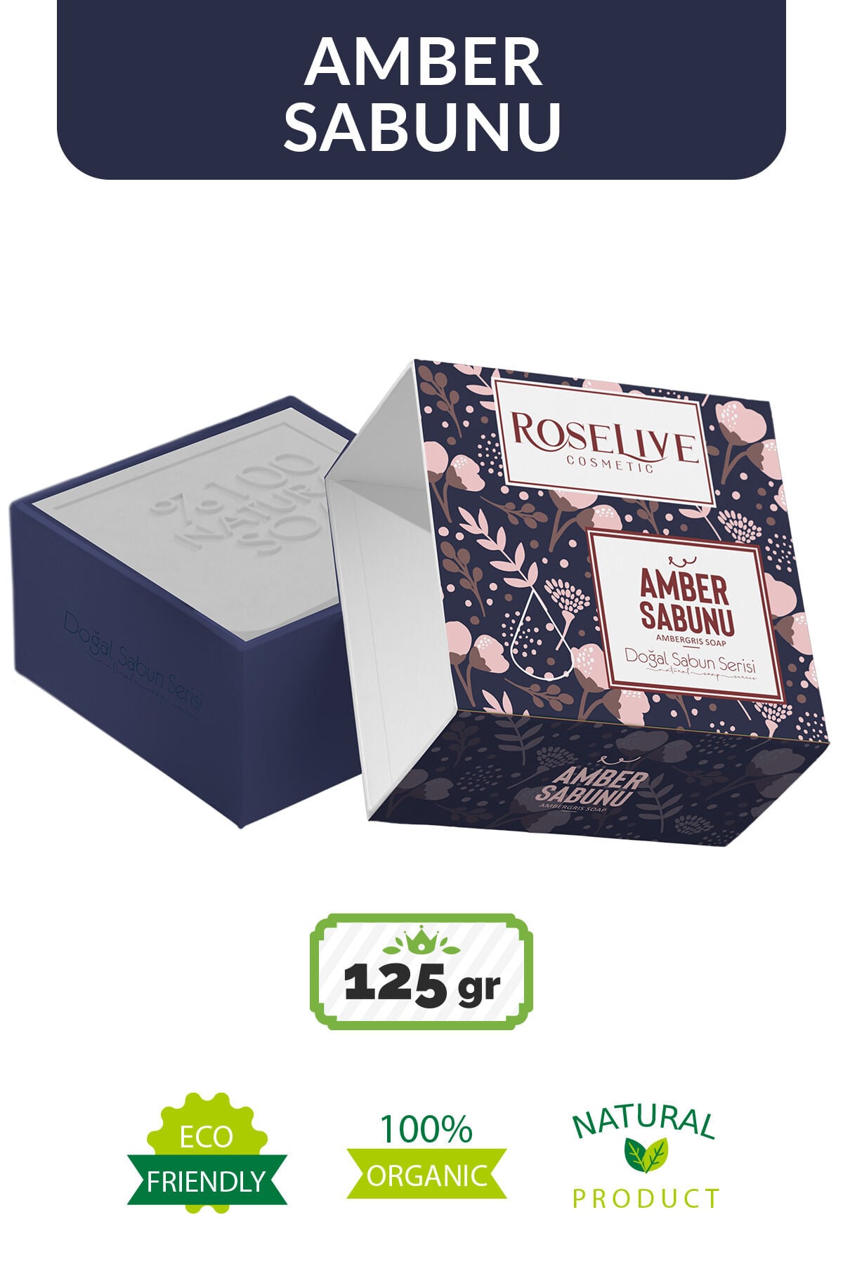 Doğal Amber Sabunu 125 gr | Doğal Bitkisel Katı Sabun, Rahatlatıcı, Arındırıcı ve Odunsu Esintili Cilt ve Vücut Bakım Sabunu