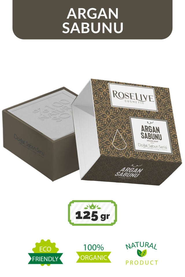 Doğal Argan Sabunu 125 gr | Doğal Bitkisel Katı Sabun, Besleyici, Onarıcı ve Yoğun Nemlendirici Cilt ve Vücut Bakım Sabunu
