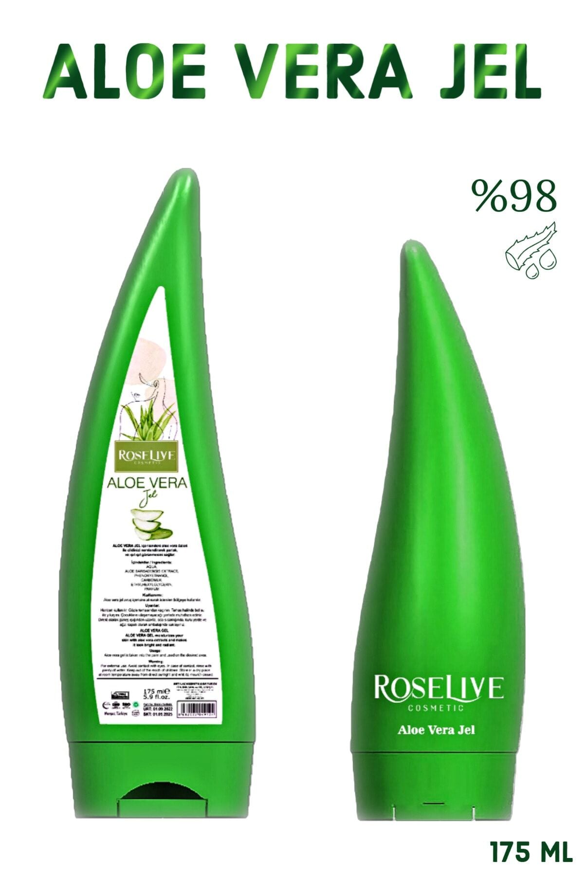 Aloe Vera Jel 175 ml | Günlük Yüz ve Vücut Bakım Jeli, Doğal Nemlendirici, Yatıştırıcı ve Aydınlatıcı Ferahlatıcı Bakım Jeli