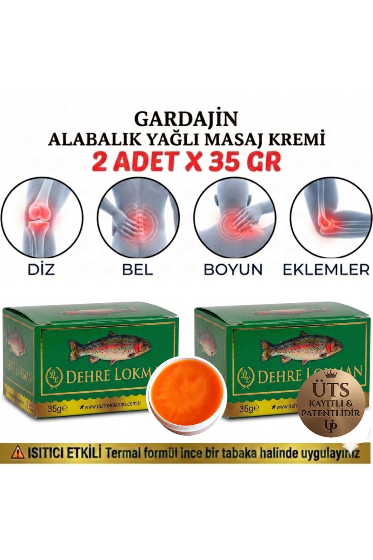 Gardajin Alabalık Yağı Masaj Kremi 35 gr X 2 Ad.-Diz, Bel, Boyun ve Eklemler İçin Rahatlatıcı ve Yatıştırıcı Bakım Kremi