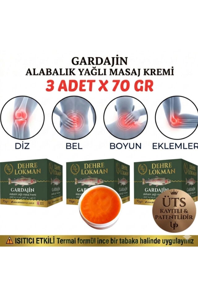 Gardajin Alabalık Yağlı new lüx Masaj Kremi 3 x 70 gr-Kas ve Eklem Ağrılarını Rahatlatır