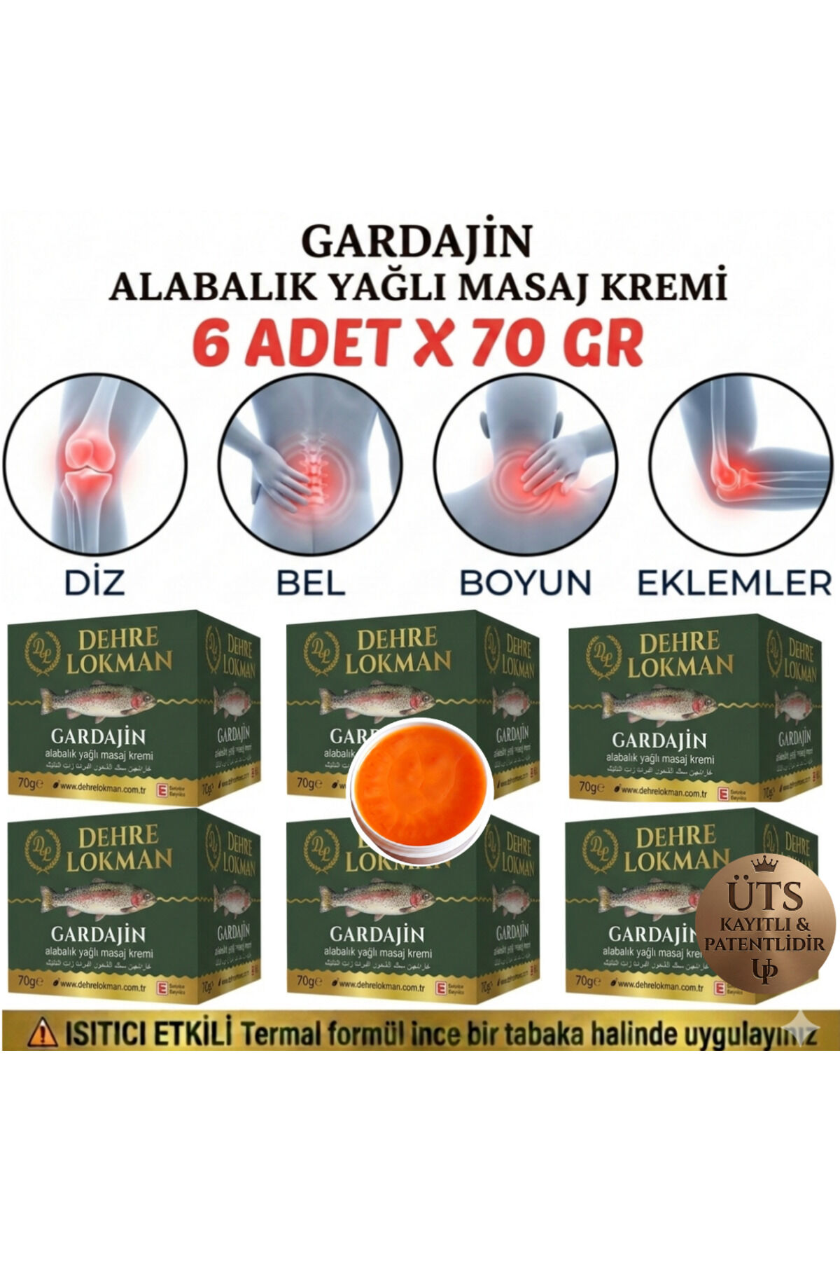 Gardajin Alabalık Yağlı new lüx Masaj Kremi 6 x 70 gr-Kas ve Eklem Ağrılarını Rahatlatır