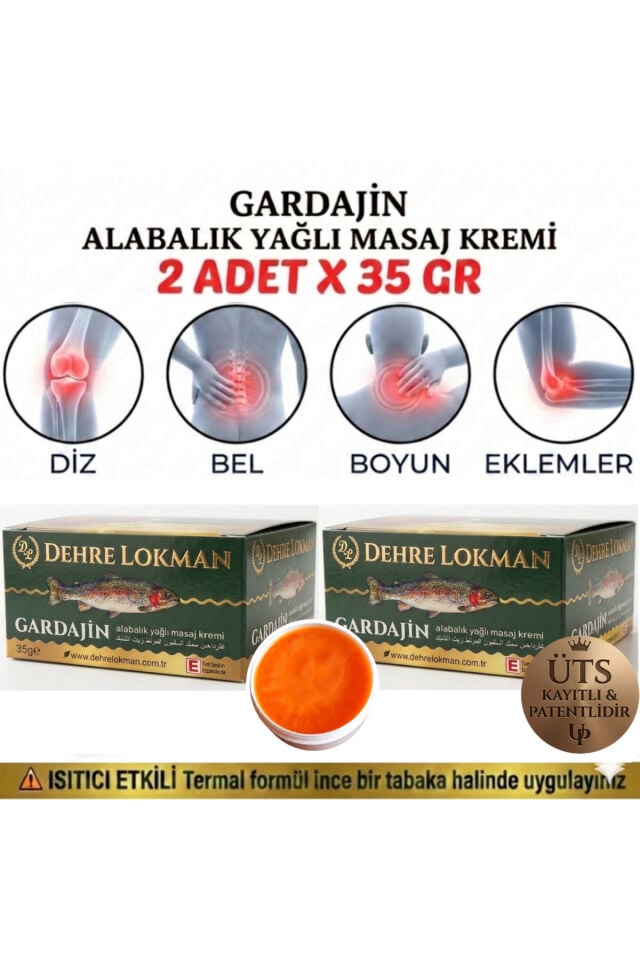 Gardajin Alabalık Yağı Masaj Kremi 70 gr X 2 Ad.-Boyun,Göğüs,Omuz,Sırt,Bel,Kalça,Dizler,Bacaklar ve Eklem Yeri Ağrılarını Rahatlatır