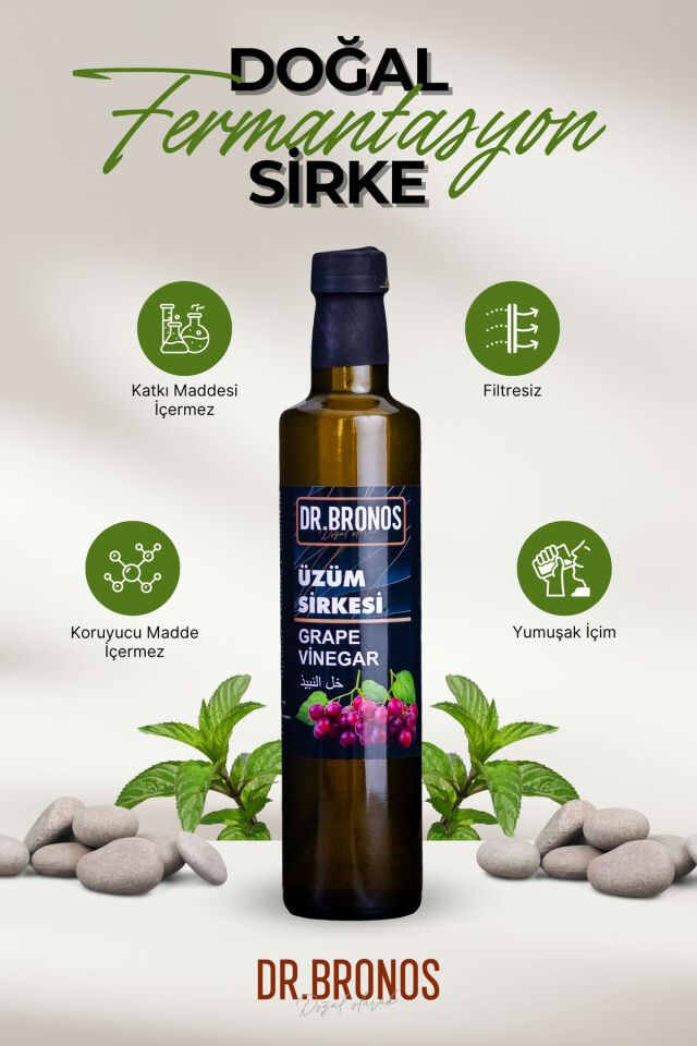 Üzüm Sirkesi 500 ml Cam Şişe | Doğal Fermantasyon Geleneksel Üzüm Sirkesi