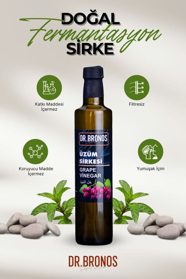 Üzüm Sirkesi 500 ml Cam Şişe | Doğal Fermantasyon Geleneksel Üzüm Sirkesi