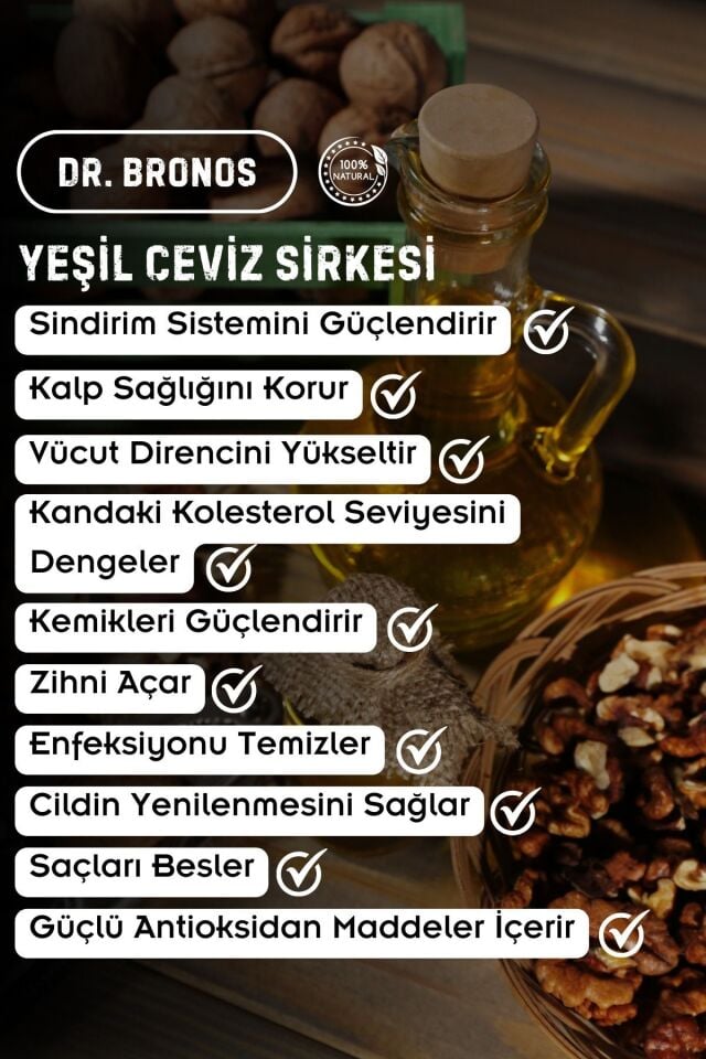 Yeşil Ceviz Sirkesi 500 ml Cam Şişe | Doğal Fermantasyon Geleneksel Destek Sirkesi