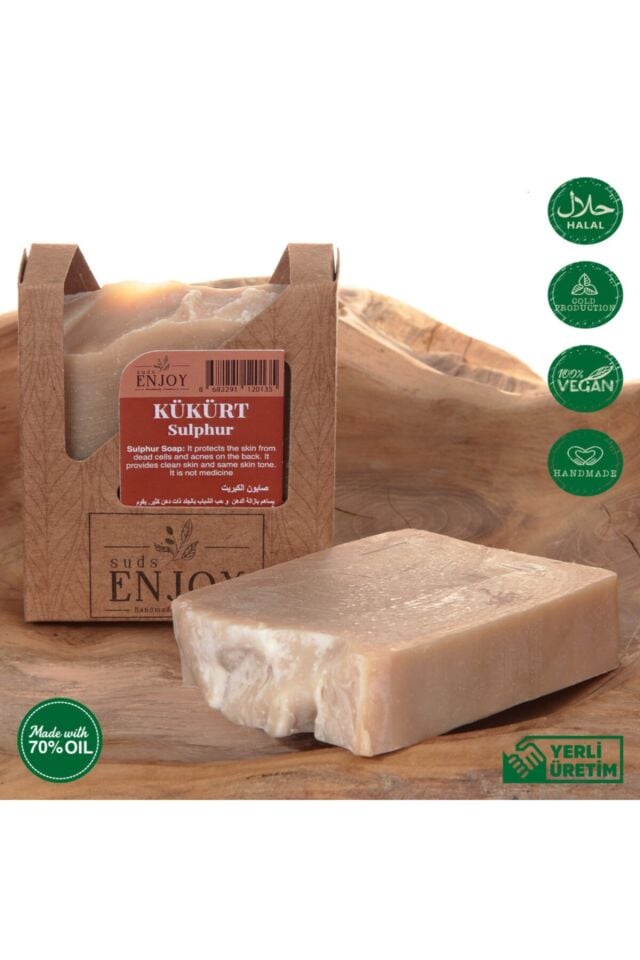 El Yapımı Kükürt Sabunu 100 gr | Doğal El Yapımı Katı Sabun, Arındırıcı, Yağ Dengeleyici ve Gözenek Temizleyici Cilt ve Yüz Bakım Sabunu