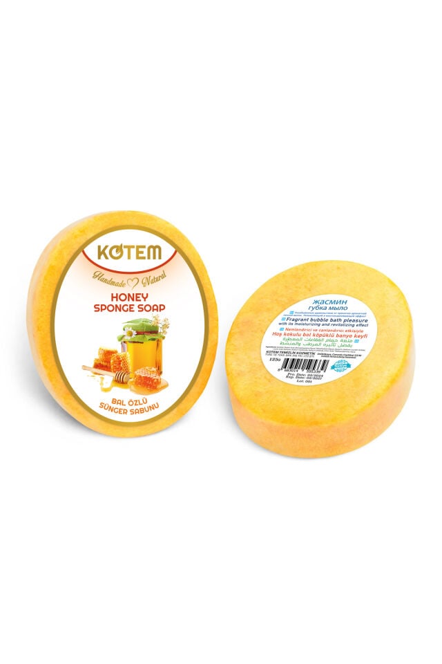 Doğal Bal Özlü Süngerli Duş Sabunu 125 gr | Doğal Bitkisel Duş Sabunu, Peeling Etkili, Besleyici ve Nemlendirici Vücut Bakım Sabunu