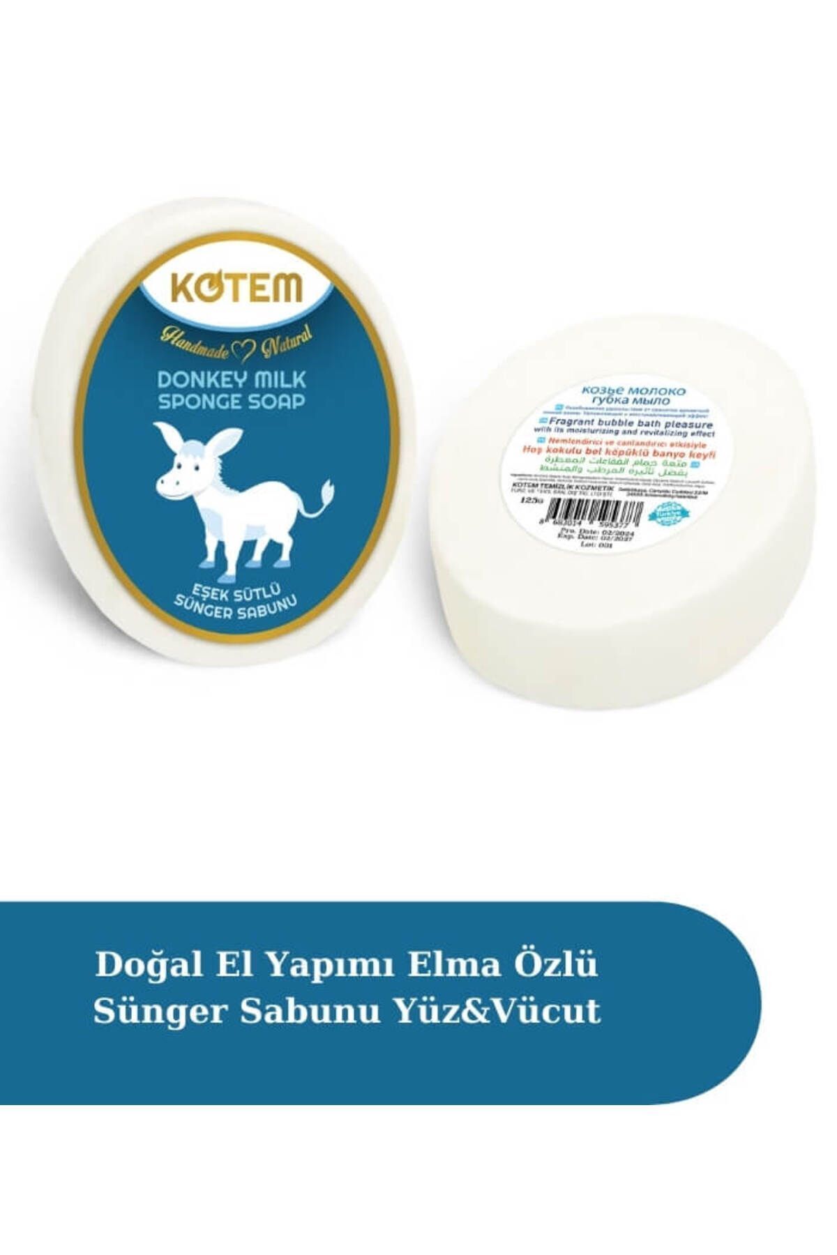 Doğal Eşek Sütlü Süngerli Duş Sabunu 125 gr | Doğal Bitkisel Duş Sabunu, Peeling Etkili, Besleyici ve Yoğun Nemlendirici Vücut Bakım Sabunu