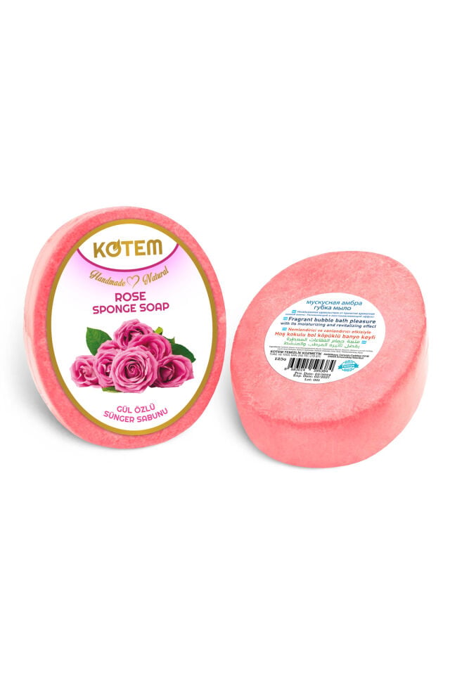 Doğal Gül Özlü Süngerli Duş Sabunu 125 gr | Doğal Bitkisel Duş Sabunu, Peeling Etkili, Canlandırıcı ve Nemlendirici Vücut Bakım Sabunu