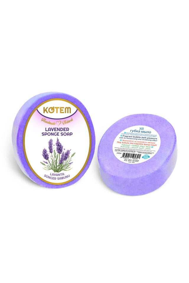 Doğal Lavanta Süngerli Duş Sabunu 125 gr | Doğal Bitkisel Duş Sabunu, Peeling Etkili, Dinlendirici ve Nemlendirici Vücut Bakım Sabunu
