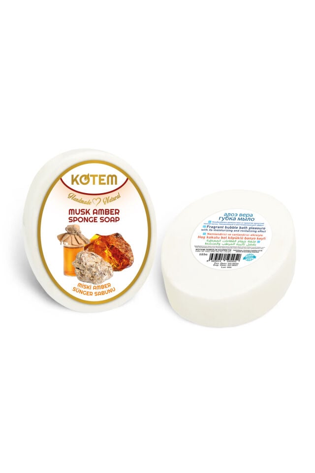 Doğal Miski Amber Süngerli Duş Sabunu 125 gr | Doğal Bitkisel Duş Sabunu, Peeling Etkili, Kalıcı ve Etkileyici Kokulu, Nemlendirici Vücut Bakım Sabunu