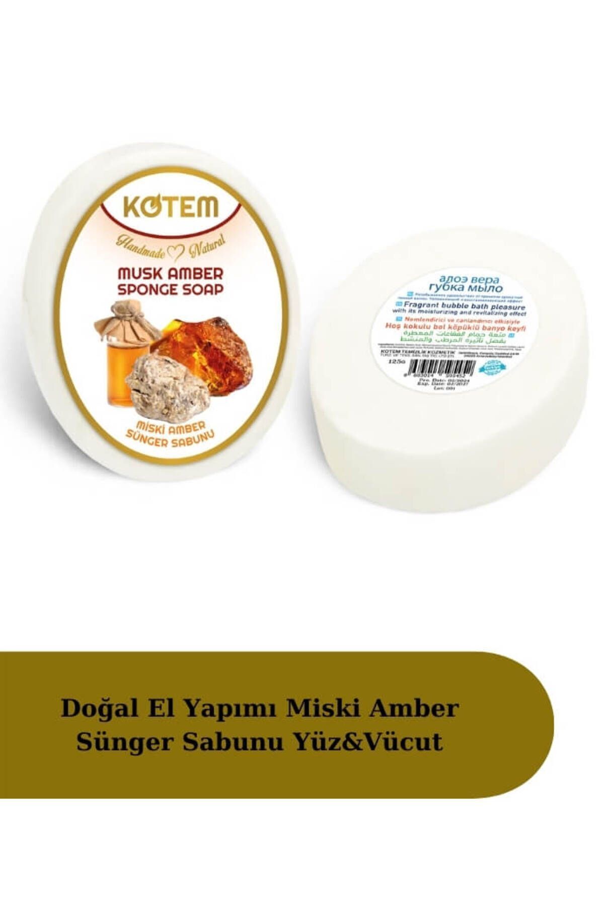 Doğal Miski Amber Süngerli Duş Sabunu 125 gr | Doğal Bitkisel Duş Sabunu, Peeling Etkili, Kalıcı ve Etkileyici Kokulu, Nemlendirici Vücut Bakım Sabunu