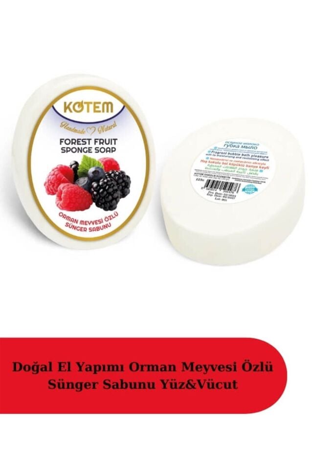 Doğal Orman Meyvesi Özlü Süngerli Duş Sabunu 125 gr | Doğal Bitkisel Duş Sabunu, Peeling Etkili, Canlandırıcı ve Nemlendirici Vücut Bakım Sabunu