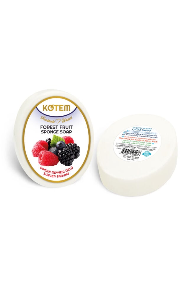 Doğal Orman Meyvesi Özlü Süngerli Duş Sabunu 125 gr | Doğal Bitkisel Duş Sabunu, Peeling Etkili, Canlandırıcı ve Nemlendirici Vücut Bakım Sabunu